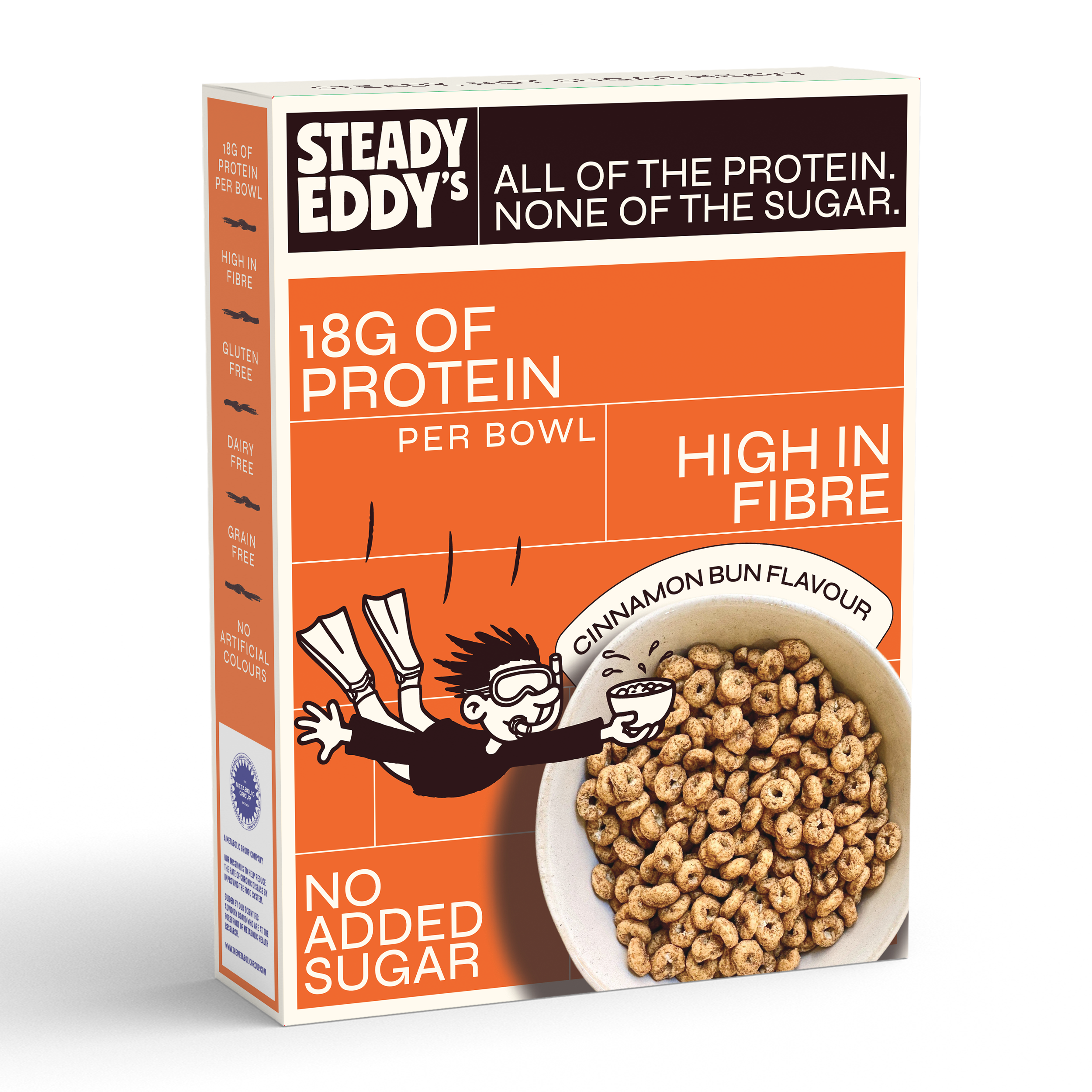 Steady Eddy's Cinnamon Bun cereal box